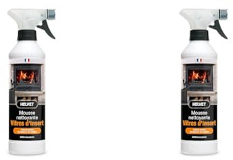 HELVET Nettoyant Vitres d’Insert pour Poêles et Cheminées – Format Mousse pour nettoyer au mieux les traces noires de suies et de fumées – 500 mL, 500.00 ml (Lot de 2)