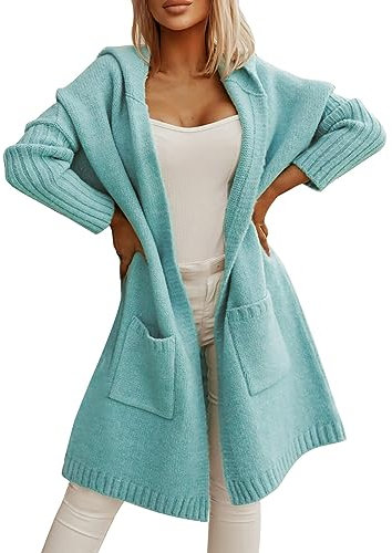 Strick Cardigan Damen Lang: Grobstrickjacke Damen Lang Große Größen Strickjacke Open Front Strickmantel Winter Casual Grobstrickjacke Mit Taschen Langarm Pulllover Sweatshirt Langen Mantel Jacke