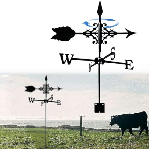 GFLCWYP Metall Wetterfahne Mit Pfeil Ornament Wetterhahn Fürs Dach Wetterhahn Metall Weathervane for Dach Windrichtungsanzeiger Garten Stake Windfahne Werkzeugvermessung