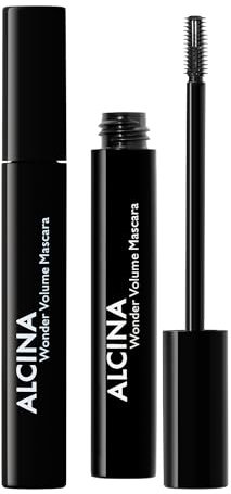 ALCINA Wonder Volume Mascara black (2x8 ml) - schwarze Wimperntusche für maximales Volumen & ausdrucksvolle Länge - Mikrobürste modelliert Wimpern für eine intensive Wimpernkranzverdichtung