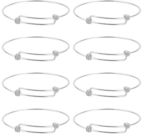 Beebeecraft 10 Stück Erweiterbare Armreife 304 Edelstahl Armbänder Einziehbar Blanko Stapelbar Manschette Verstellbare Drahtarmbänder Zur Schmuckherstellung DIY Geschenkarmbänder Basteln Frauen Wen