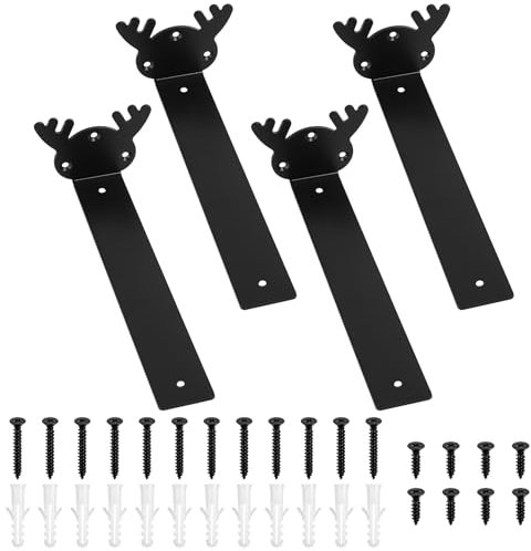 4 Stk Schwebende Regalhalterung Schwarz, Metall Wandhalterung Regalwinkel Schwerlast Regalträger Unsichtbar, Wandkonsole, L Winkel Regal Winkelträger Tablarträger(Schwarz, 255mm, Hirschgeweih)