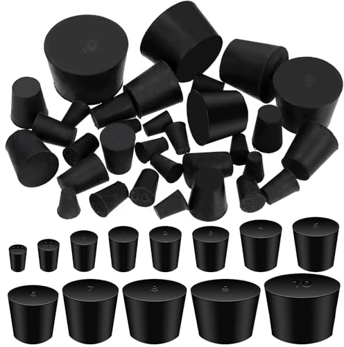 Cimeton 32PCS Nero Solido Tappo di Gomma Laboratorio Tappo di Gomma per Tubo Serbatoio Bottiglia Sigillatura