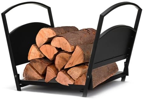 Generisch Kaminholzregal, Holzaufbewahrungshalter, Kaminholzständer mit Handlauf, zusammenklappbar, for den Außenbereich, Kleiner Deko-Holzscheitständer, Metall-Feuerkorb for Wohnzimmer, Veranda