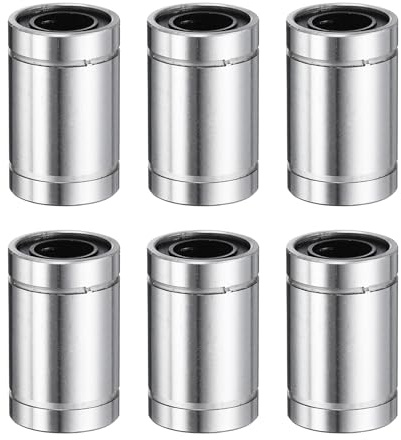 sourcing map 6Pcs LM8UU Linear Bearing 8mm Bore 15mm OD 25mm Length Linear Ball Bearings Double Side Rubber Sealed Bearing Steel for CNC Machine 3D Printer Food Packaging Machine