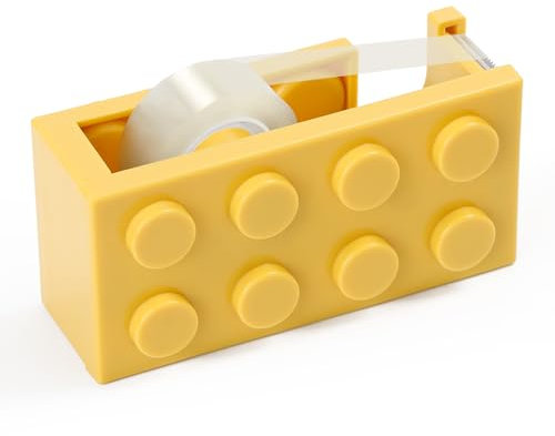 Klebebandabroller, Bausteinform Klebestreifen Abroller, Klebebandspender, Gelb Tesafilm Abroller, Klebeband-Tischabroller in Form von Bausteinen Tesafilm Abroller zum Schnellen Schneiden von Klebeband