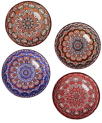 MAGICLULU Set di 4 Ciotole Boho in Ceramica per Riso e Zuppa