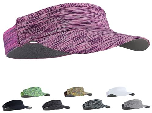 LUKIUP Schnelltrocknende Sonnenblende-Mütze, Unisex Sun Shield, Ultraleicht und Hoch Atmungsaktiv, Kühles Elastisches Visier, Sommerkappe mit Frotteeband Innenfutter, für den Sport(Gestreiftes Lila)
