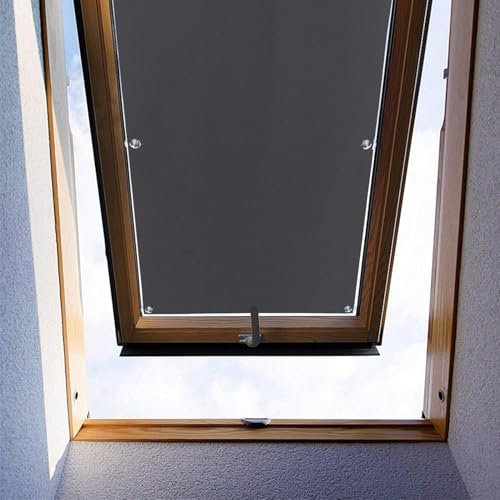 Moboo Dachfenster Rollo Thermo Sonnenschutz Verdunkelungsrollo für Dachfenster UV Schutz mit Saugnäpfe ohne Bohren ohne kleben (Grau,60x138cm)