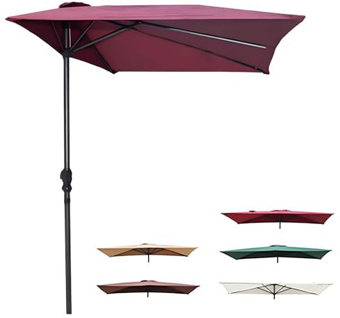 WATAOW Ombrellone da Parete 250 Cm X 130 Cm | Parasole da Esterno Semi-Rettangolare Adatto per Giardino, Balcone, Terrazza, Appartamento, Bar(Red)