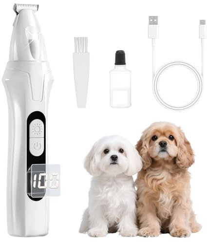 TECHMUR PawTrim Pro Pfotentrimmer für Hunde -Superleise, Wiederaufladbar mit LED & 100% Digitalanzeige. Kabelloser Profi-Trimmer für Pfoten, Augen, Ohren & Gesicht – für Hunde & Katzen.