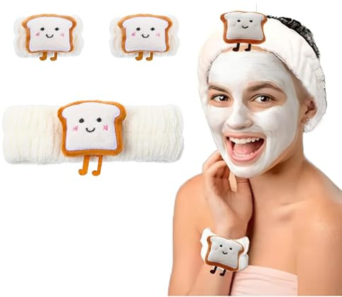 Schwamm Stirnband Armband Sets,Make-up Haarband,Spa Stirnband,zum Waschen von Gesicht Make-up Stirnbänder,für Frauen Mädchen Hautpflege Entfernung Spa Yoga Sport Dusche Kopfband Frottee Handtuch