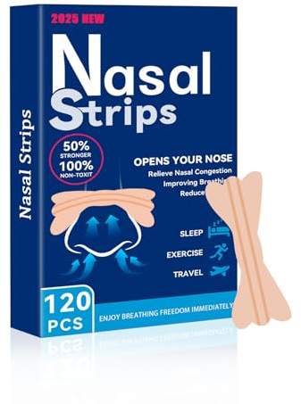120 Pcs Tiras Nasales Antironquidos, Nasal Strips Parches Nasales Para Evitar Ronquidos, Antirronquidos Para Dormir, Mejora la Respiración y el Sueño Mejorando el Flujo de aire (Marrón)