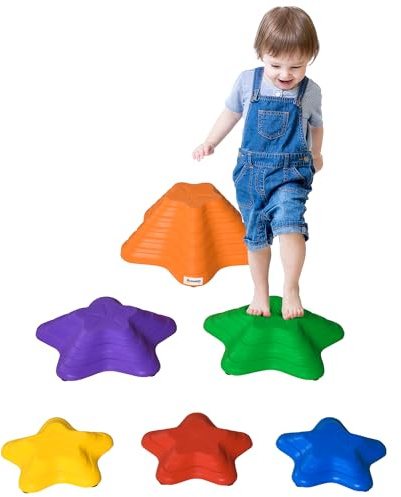 Outsunny Balanciersteine für Kinder Rutschfeste Stapelsteine 6 Stück | Sensorisches Spielzeug, Trittsteine für Kinder 3-8 Jahren, für Gleichgewicht, Motorik & Fantasie, Drinnen und Draußen
