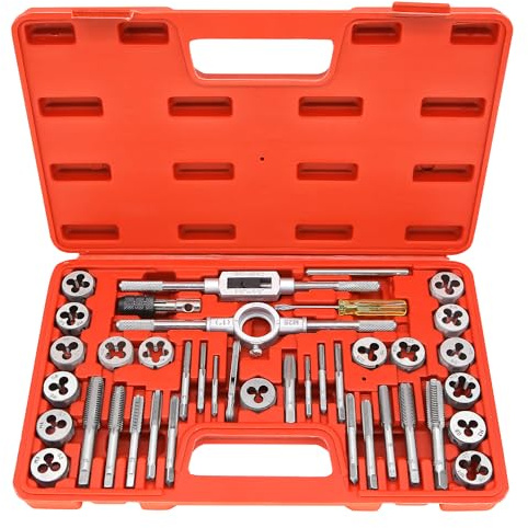 Axelord 40PCS Tap and Die Set, Metric Screw Threads M3, M4, M5, M6, M7, M8, M10, M12, Both Coarse and Fine Types | Essential Threading Tool Kit with Complete Handles, Accessories and Case