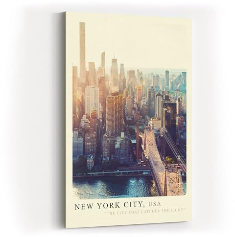 Paul Sinus Wandbild 60x90cm New York City – Skyline im Morgenlicht mit ikonischer Brückenansicht