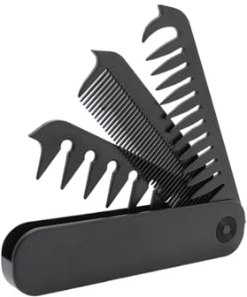Folding Comb Für Männer - Männer Reise Bartkamm Zusammenklappbar - Antistatische Haarbürste Styling-Zubehör für Väter für den Einsatz bei Reisen, Outdoor, tägliches Pendeln, Fitnessstudio,