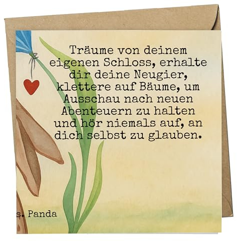 Mr. & Mrs. Panda Glückwunschkarte Hase Blume Design - Geschenk, Klappkarte, Grußkarte, anlasskarte, Ostern, Träume, Geburtstag, Kaninchen, doppelkarte, faltkarte, Kindergeburtstag, Geburt