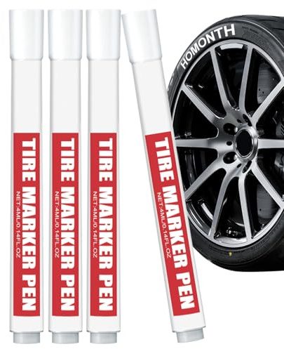 Generisch Lot de 4 marqueurs de pneus - Encre étanche pour dessins et marqueurs - Pour tracteur, SUV, moto, scooter, vélo, métal, bois, cuir, meubles, pierre, caoutchouc