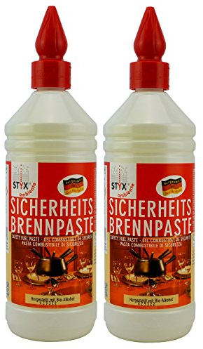 STYX - Pasta combustibile di sicurezza confezione doppia, 2 x 1000 ml! Realizzata esclusivamente con materie prime rinnovabili e alcool bio. Made in Germany.