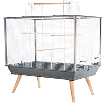 Zolux Käfig für Wellensittiche, Neo Jili, Grau, L 78 x T 48 x H 112 cm