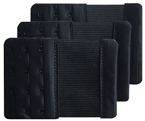Chanie Damen Packung mit 3 Komfortabel Erweiterung 4 Haken BH-Verlängerer | Weich, 10,3cm x 7,6cm