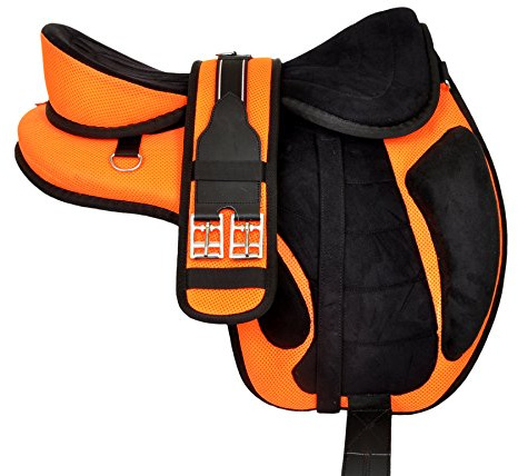 Y&Z Enterprises Freemax sintético multiusos para silla de montar de caballo inglés Freemax obtener circunferencia y correa a juego (asiento de 15 pulgadas, naranja)