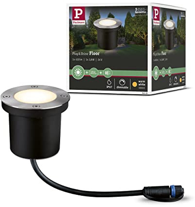 Paulmann 94228 Plug & Shine LED Exterior luminaire recessed Floor luminaire Round incl. 1x3.6 watt IP65 dimmable Outdoors Stainless Steel Garden luminaire Metal, Plastic Garden Light 3000 K