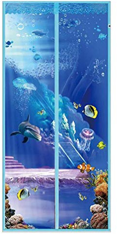 Fly Screen Door Insect Screen Mesh Curtain for Keeping Out Flies Automatically Shut Door Curtain (100x210cm)