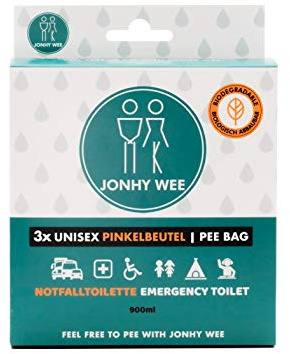 Jonhy Wee Reisetoilette Pinkelbeutel Notfall-Minitoilette. Packung mit 3 Beuteln Unisex