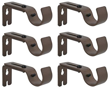 AddGrace Verstellbare Gardinenstangenhalterung, passend für Gardinenstangen bis zu 2,5 cm, 6 Stück, stabile ausziehbare Gardinenstangenhalterung, Metall-Einzelstangenhalterung für Wand (Bronze)