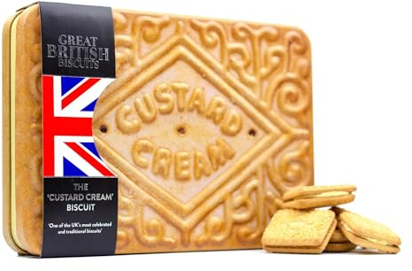 Giant Custard Cream Biscuits Gift Set - Novelty Biscuit Tin, Family Treat Box with Luxury Selection for Sharing - British Gifts, Thank You Teacher Biscuits Gift Ideas for Birthday Hamper Tins 450g