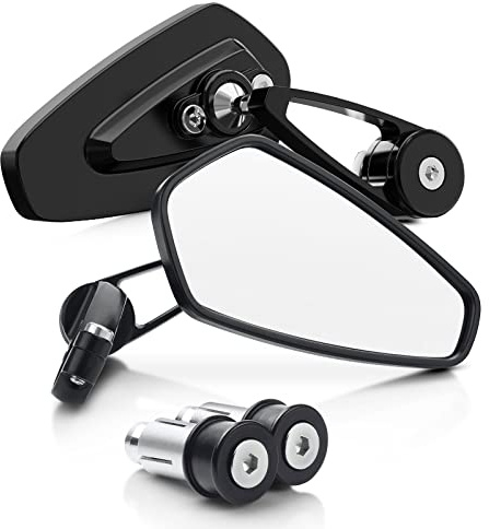 BUMBEE Motorcycle Bar End Mirrors - Rear View Black Mirror Compatible with Most Honda MSX125 CB500F Z125 pro-Z650 Z750 Z800 Z900 MT-03 FZ-07 MT-09 FZ-09 MT-10 FZ-10 MT-25 FZ6 FZ8 FZ6R0