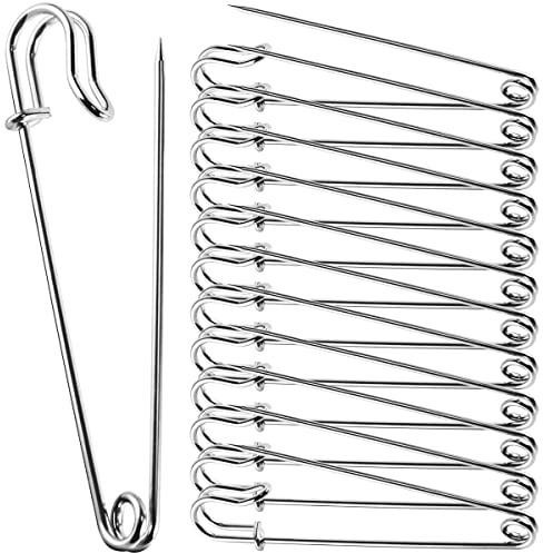 Große Sicherheitsnadeln, stark für Kleidung, 10,2 cm, 12 Stück, Metall, strapazierfähige Deckennadeln, extra große Stahlwindelnadeln,