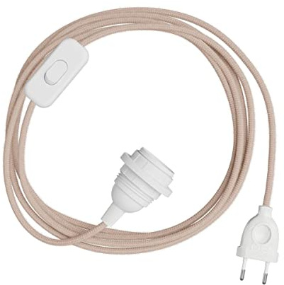 creative cables - SnakeBis Zick-Zack für Lampenschirm - Leuchtenzuleitung mit Lampenfassung und Textilkabel mit Zick-Zack-Muster - 3 Meter, RD71, E14