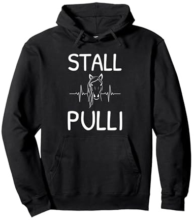 Stall Pulli Pferde Reiten Reiter Reitsport Herzschlag Pullover Hoodie, Unisex für Erwachsene, Schwarz, M