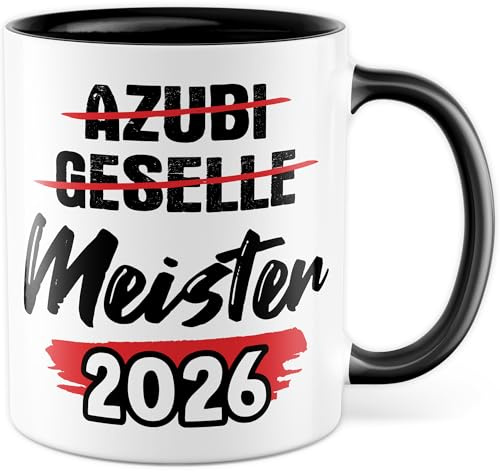 Tasse Meister 2026 Geschenk Meister-Prüfung Bestanden Handwerksmeister Mechatroniker Elektroniker Mechaniker Kaffeetasse Geschenkidee Industriemeister Handwerker Kaffee-Becher