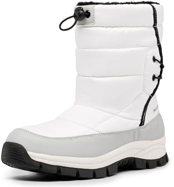 DREAM PAIRS Women's Winter Snow Boots Waterproof Lightweight Warm Fashion Janara Mid Calf Boot,Size 8,White