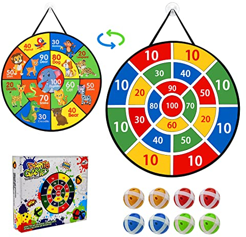 Dartscheibe Spielzeug mit 8 Klebrigen Bällen, Kinder Klett Toy Sport Outdoor Indoor Hängendes Dart Wurfspiel Partyspiele für 4 Jahre älter Jungen, Mädchen und Erwachsene