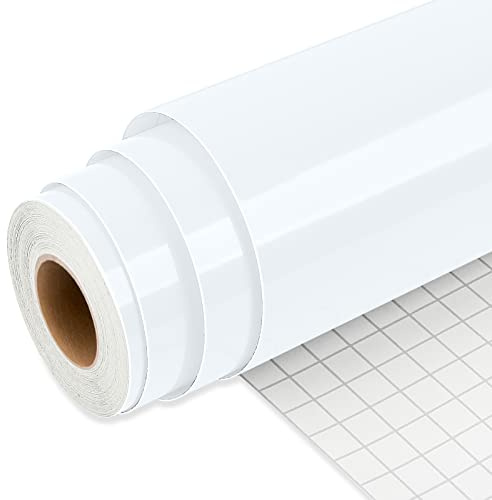 IModeur Glänzend Weiß Vinylfolie Plotter - 30,5 x 762,5 cm Weiß Plotterfolie Vinyl für selbstklebendes Vinyl für DIY-Geschenke, Geburtstagsfeier