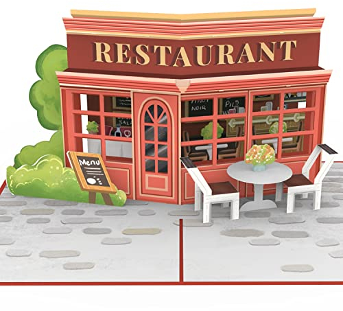 papercrush® Pop-Up Karte Restaurant - 3D Restaurantgutschein oder Geldgeschenk zum Essen gehen, Geburtstagskarte für Frauen & Männer, Romantisches Geschenk für Freundin zu Weihnachten oder Jahrestag