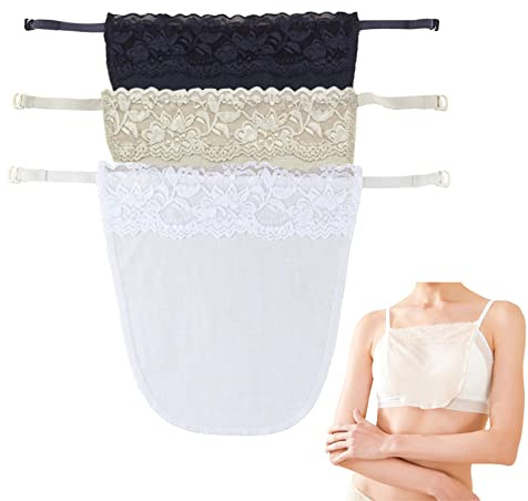 3 Piezas de Encaje para Mujer con Clip en Mock Camisole,Sujetador Insertado Superposición Panel de Moda Chaleco Camisola de Encaje de Gran