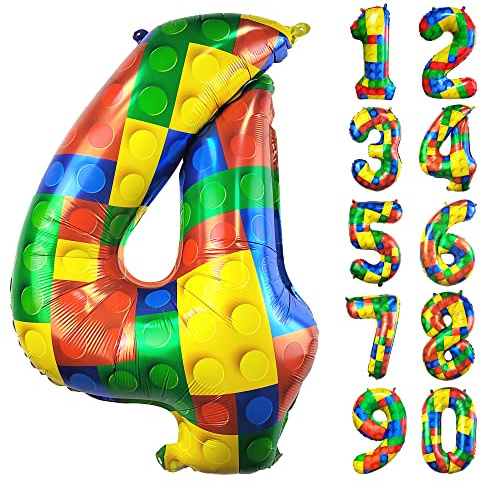 CHANGZHONG® Blocchetto di compleanno palloncino numero 4 a colori grande palloncino in stagnola palloncino in mylar per ragazze ragazzi compleanno decorazione festa forniture