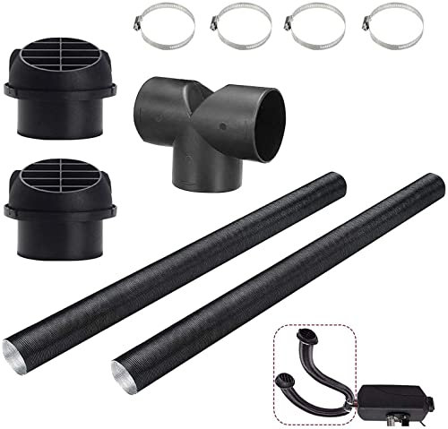 Diesel Heater Pipe, Btstil 75mm Car Heater Pipe Ducting Warm Air Vent Outlet Kits Y/T-Shaped Tee Telescopic Hose Warm Air Vent Outlet Kit 102114340000 (T-Type Duct Connector(Mushroom))