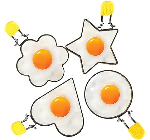 BBTISG 4 Pieces Egg Rings Non Stick for Frying, Stainless Steel Omelette Ring Omelette Mold Non-Stick Coating Fried Egg Mould Egg Ring for The Pan Moulds, Omelette Maker, Fried Egg Moulds, Fried Eggs