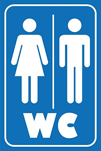 AGDeko® Schild aus Holz 12x18cm WC Piktogramm Toilette Wanddeko zum Aufhängen oder Stellen Raum Dekoration