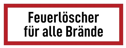 Aufkleber: 105x297 mm, 1 Stück - Feuerlöscher für alle Brände - Brandschutzzeichen - Hinweisschild auf Brandschutzeinrichtung und Einsatzhinweise - DIN 4066 - D1