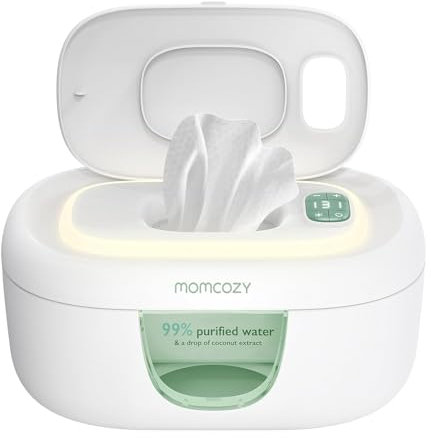 Momcozy Baby Wipe Warmer, Innovative Spring Design, Large Capacity Wipes Dispenser, Fast and Even Heating, 4 Modes of Temperature Heating Control, Diaper Wipe Warmer with Night Light