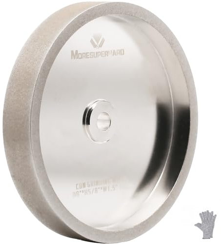 MORESUPERHARD CBN-Schleifscheibe, 20,3 cm, Körnung 180, 3,8 cm breit, 1,6 cm Dorn, für alle Arten von 20,3 cm Schleifmaschinen, zum Schärfen von Hochgeschwindigkeitsstahlwerkzeugen, Drechselwerkzeugen