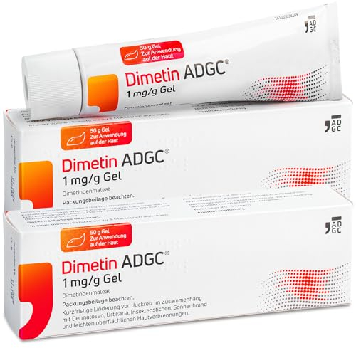 Dimetin ADGC 2x 50g - bei Insektenstichen, Sonnenbrand, leichten oberflächlichen Hautverbrennungen, Nesselsucht und Hauterkrankungen - schnelle Wirkung gegen Juckreiz - ohne Duft- und Farbstoffe